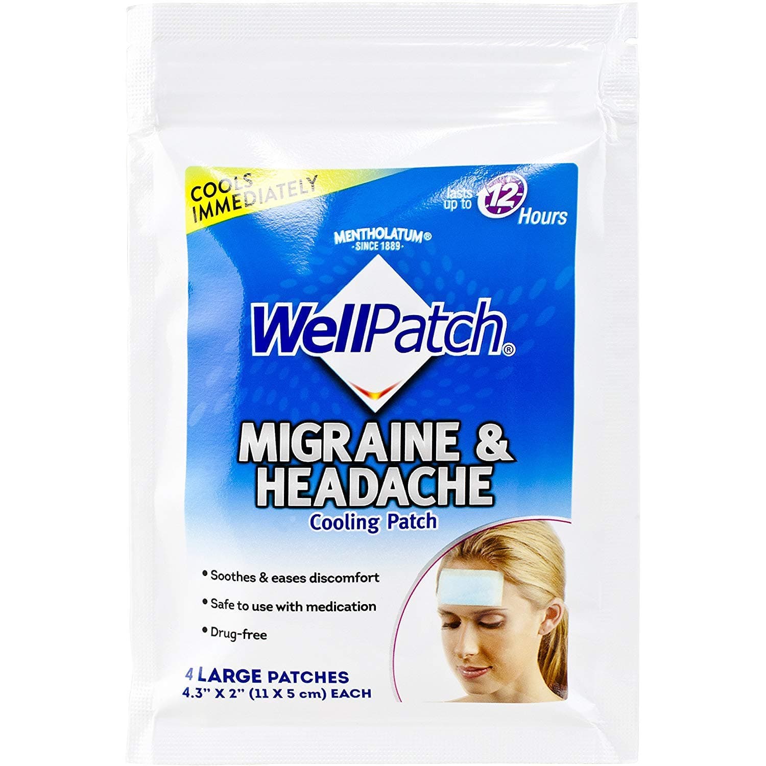 Cooling Headache Pads, Migraine, 4 Large Patches- 4.3 x 2 Inch (Pack of 6)