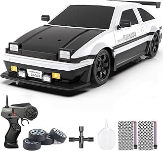 RC Drift Car 1:16 2.4Ghz Remote Control Drift Car with LED Light, Spray, 2 Batteries and Extra Tires, 18KM/H High Speed Drifting RC Cars 4WD Hobby RC Sport Racing Cars Model Vehicle for Kids