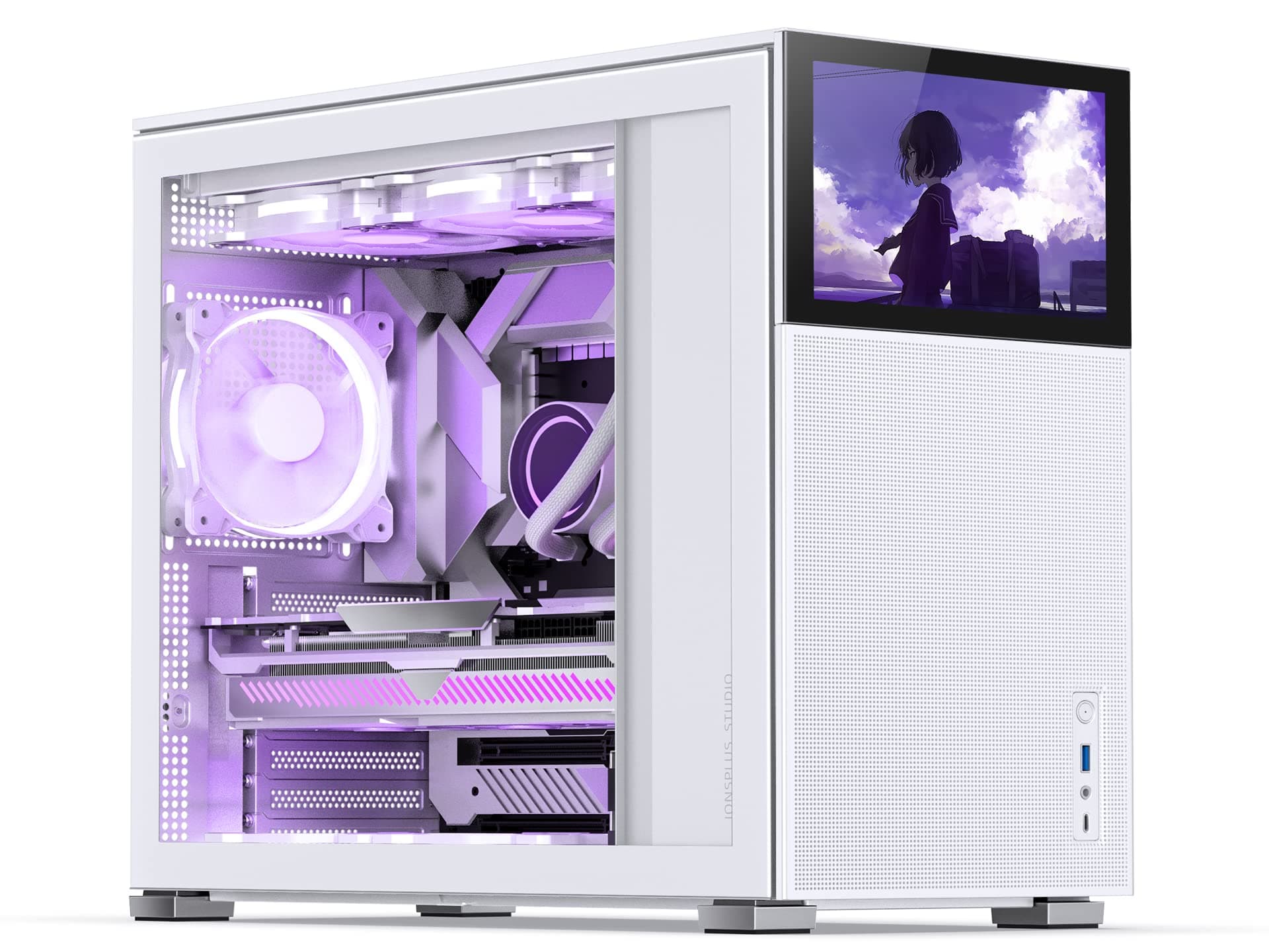 Jonsbo D41 MESH SC White ATX Computer Case with Screen, Mid Tower Chassis, Supports RTX 4090 GPU Up to 400mm, 360/280 AIO, Power ATX/SFX: 100mm-220mm, Multiple Tool-Free Design