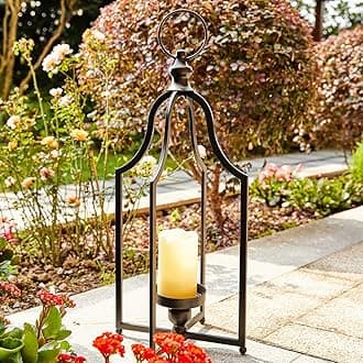 22"H Black Metal Lantern