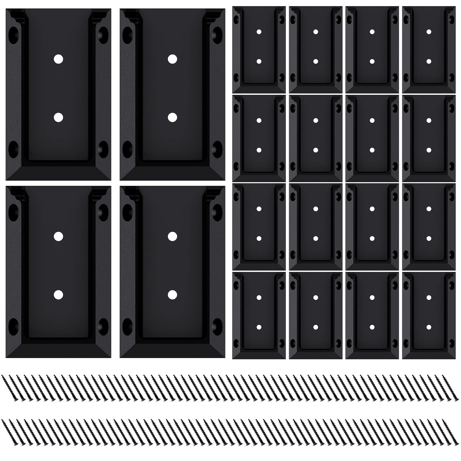 Goovilla Deck Railing Bracket Connectors, 2x4 Brackets for Railing Wood Lumber Post, 20 PCS Sturdy Nylon Deck Rail Bracket with 120 PCS Coating Screws for Wooden Stair Fence Railings Handrail, Black