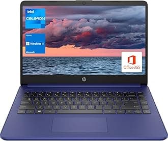 HP Essential Laptop, 14" HD Display, Intel Celeron N4120, 8GB RAM, 64GB eMMC+256GB Micro SD, Webcam, HDMI, Wi-Fi, RJ-45, 1 Year Office 365, Windows 11 Home, Blue