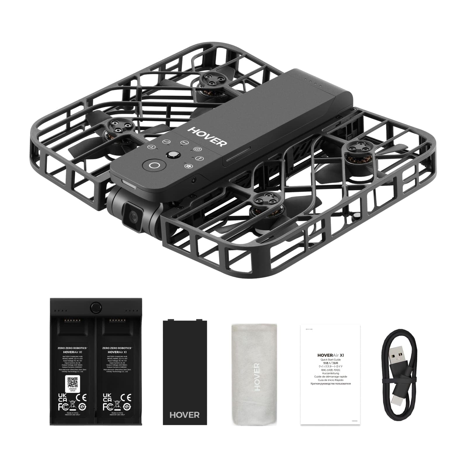 HOVERAir X1 Self-Flying Camera, Pocket-Sized Drone HDR Video Capture, Palm Takeoff, Intelligent Flight Paths, Follow-Me Mode, Foldable Camera Drone with Hands-Free Control Black (Combo)