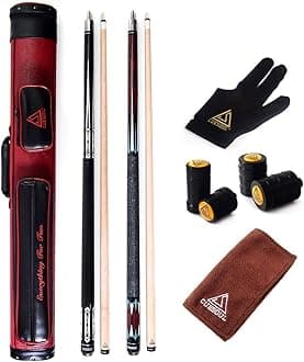 CUESOUL Set of House Bar Pool Cue Sticks Combo - 2 Cue Sticks Packed in 2x2 Hard Pool Cue Case E105