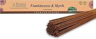 Bless-Frankincense-and-Myrrh 100%-Natural-Handmade-Hand-Dipped-Incense-Sticks Organic-Chemicals-Charcoal-Free Purification-Relaxation-Positivity-Yoga-Meditation Best-Woods-Scent (25 Sticks (1.4 OZ))
