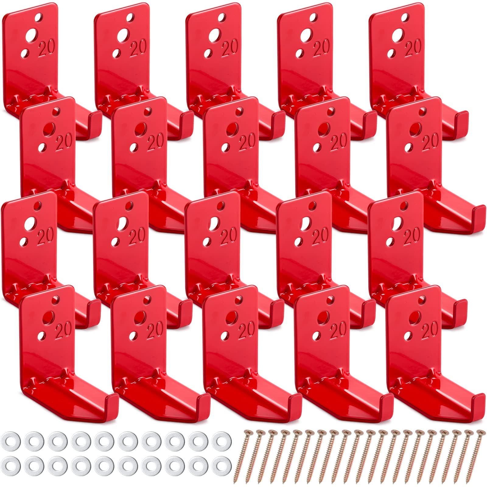 Queekay 20 Pack Fire Extinguisher Mount Universal Bracket 5 to 40 lb Fire Extinguisher Holder Wall Hook Hanger(Novelty Style)