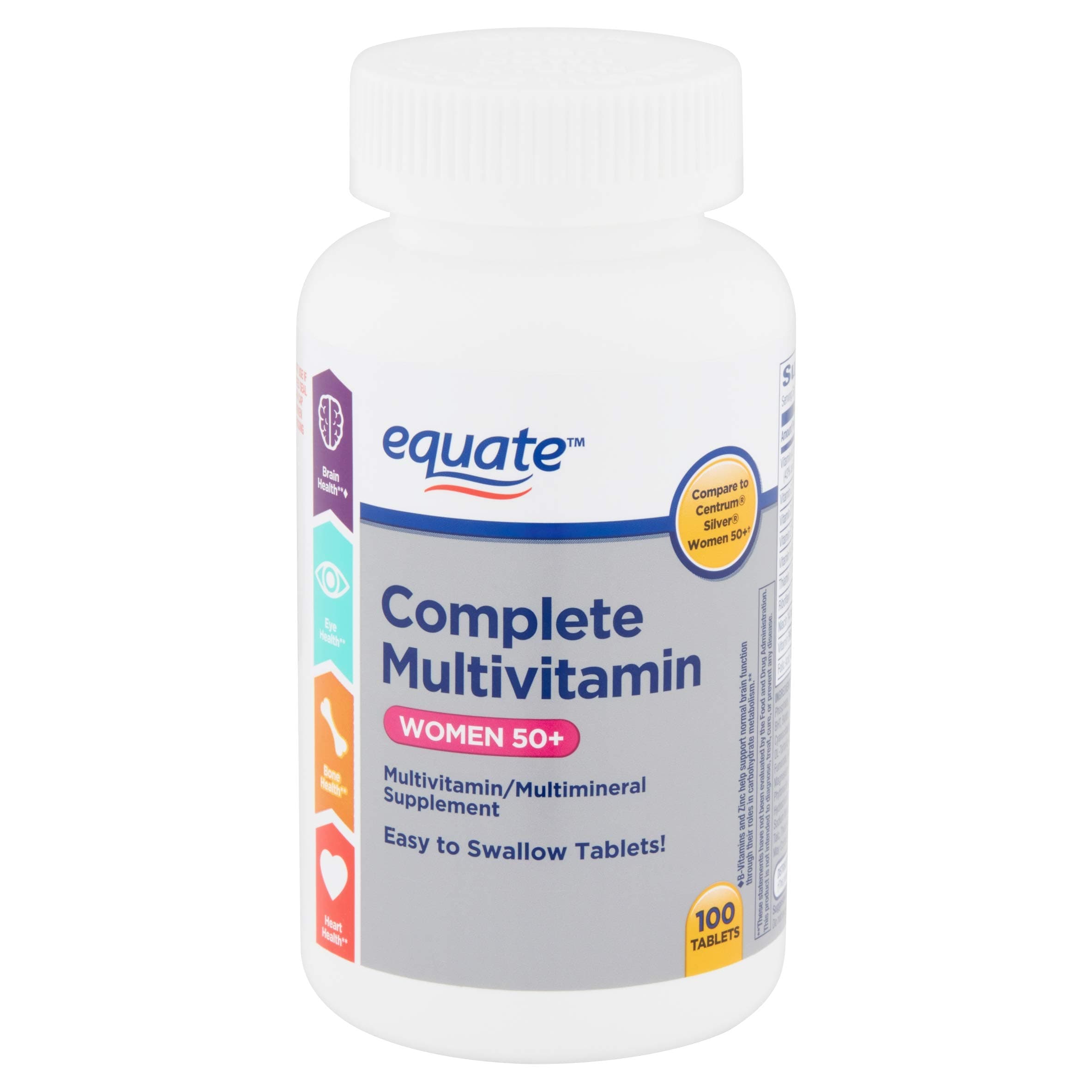 EquateComplete Multivitamin Tablets, Women 50+, 100 Tablets