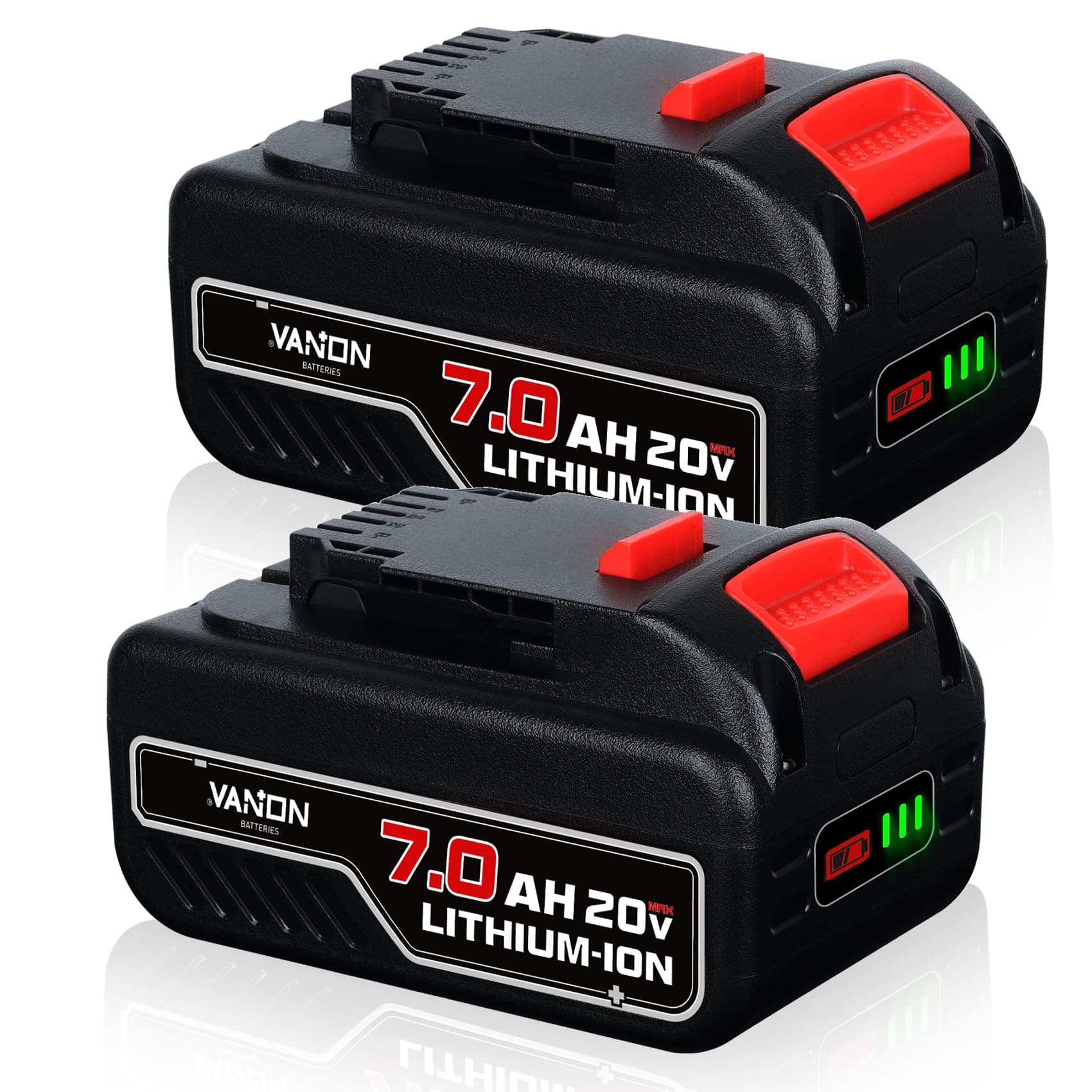 VANON 7.0Ah 20V Replacement for Dewalt 20v Battery Max Lithium Ion Compatible with Dewalt Battery DCB200 DCB204 DCB206 DCB205-2 DCB201 DCB203 DCB181 DCB180 20V DCD/DCF/DCG/DCS Series 2 Pack