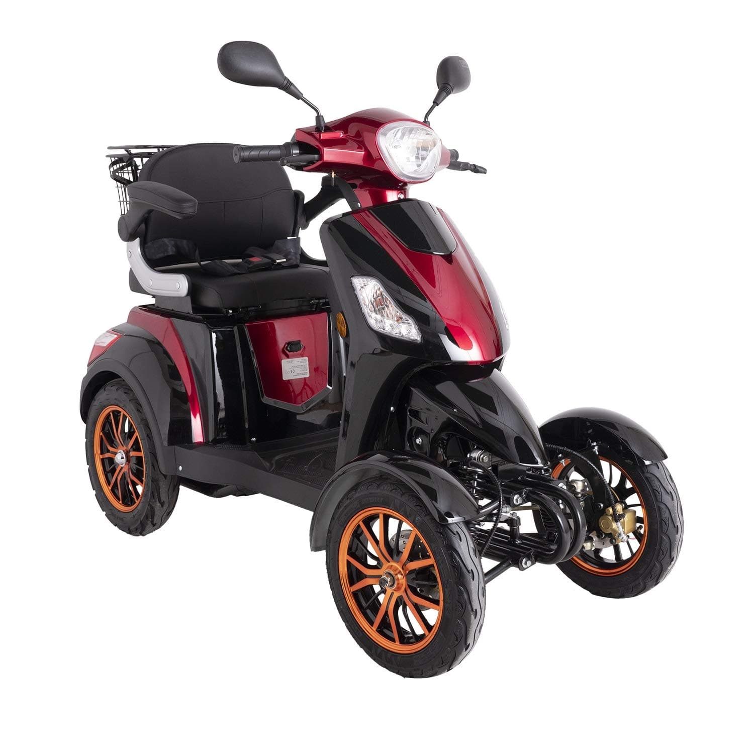 GREEN POWER - Red E-Mobility Device 4 Wheeled with Extra Accessories Package: E-Mobility Device Waterproof Cover, Phone Holder, Bottle Holder by Green Power JH500