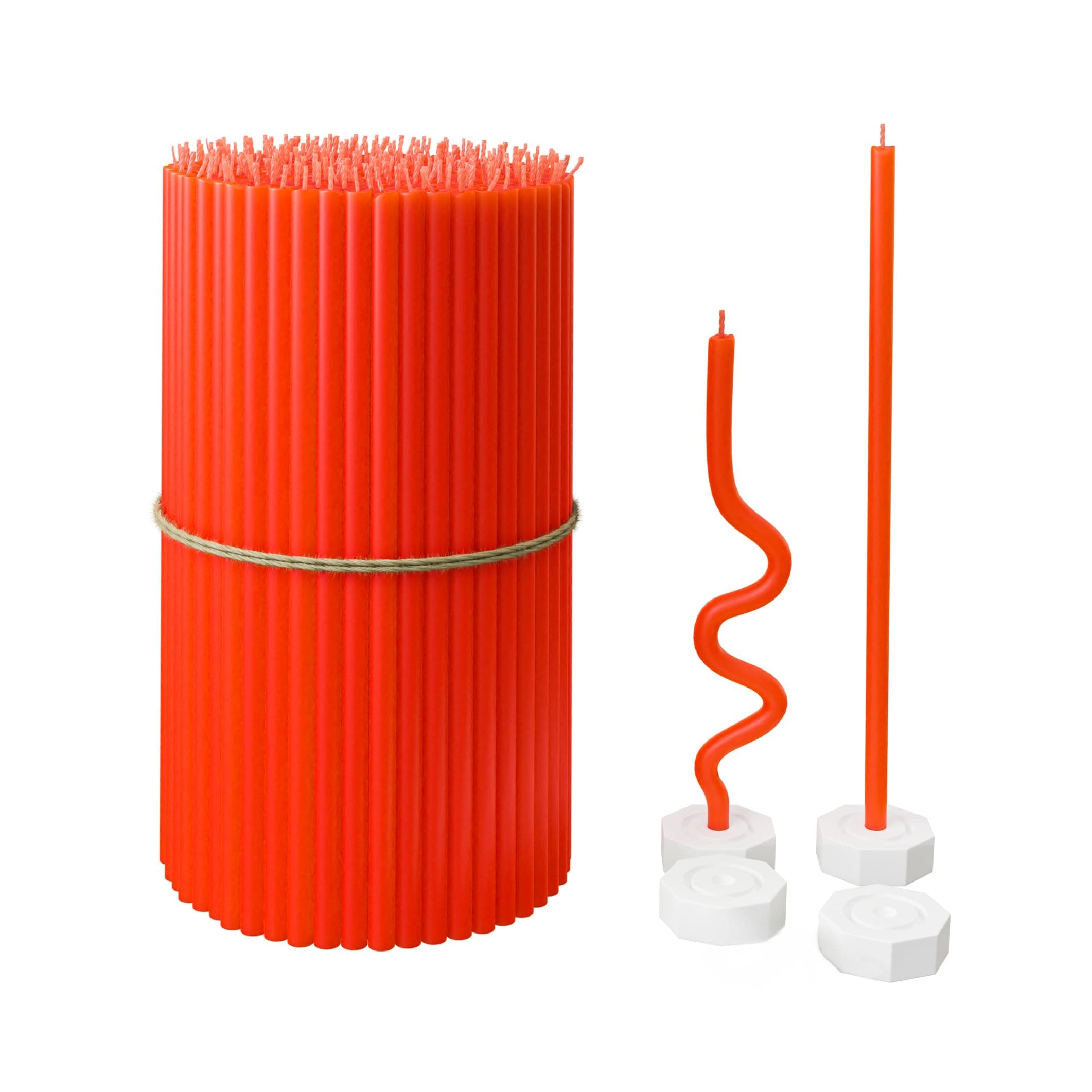 Pure Beeswax Bulk for Home - 100pcs Tall Thin Taper + 4 Holders, Honey Scent, Smokeless, Long-Burn, All Natural for Church Prayer, Hanukkah, Birthday Cake, Christmas Advent