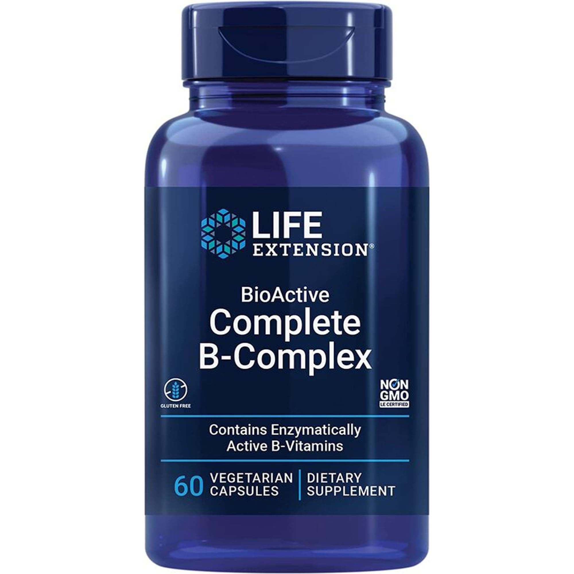 BioActive Complete B-Complex, 60 Vegan Capsules, Laboratory-Tested, Vegetarian, Gluten-Free, SOYA-Free, Non-GMO