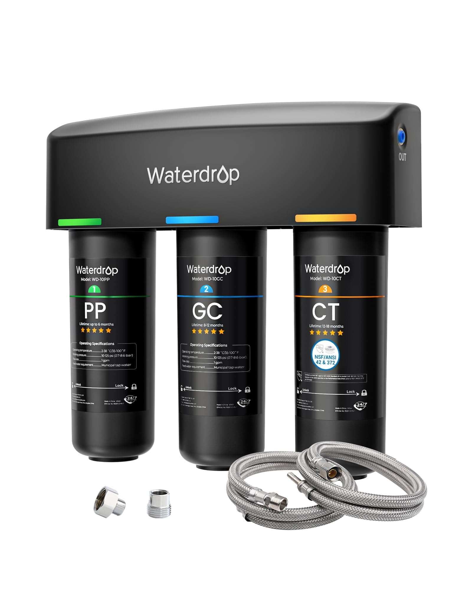 - Waterdrop TSA 8 Layer Under Sink Water Filter System, Under Sink Water Filtration System, Reduces PFAS, PFOA/PFOS, Fluoride, Chlorine, Bad Taste & Odor, NSF/ANSI 42 Certified Element, USA Tech
