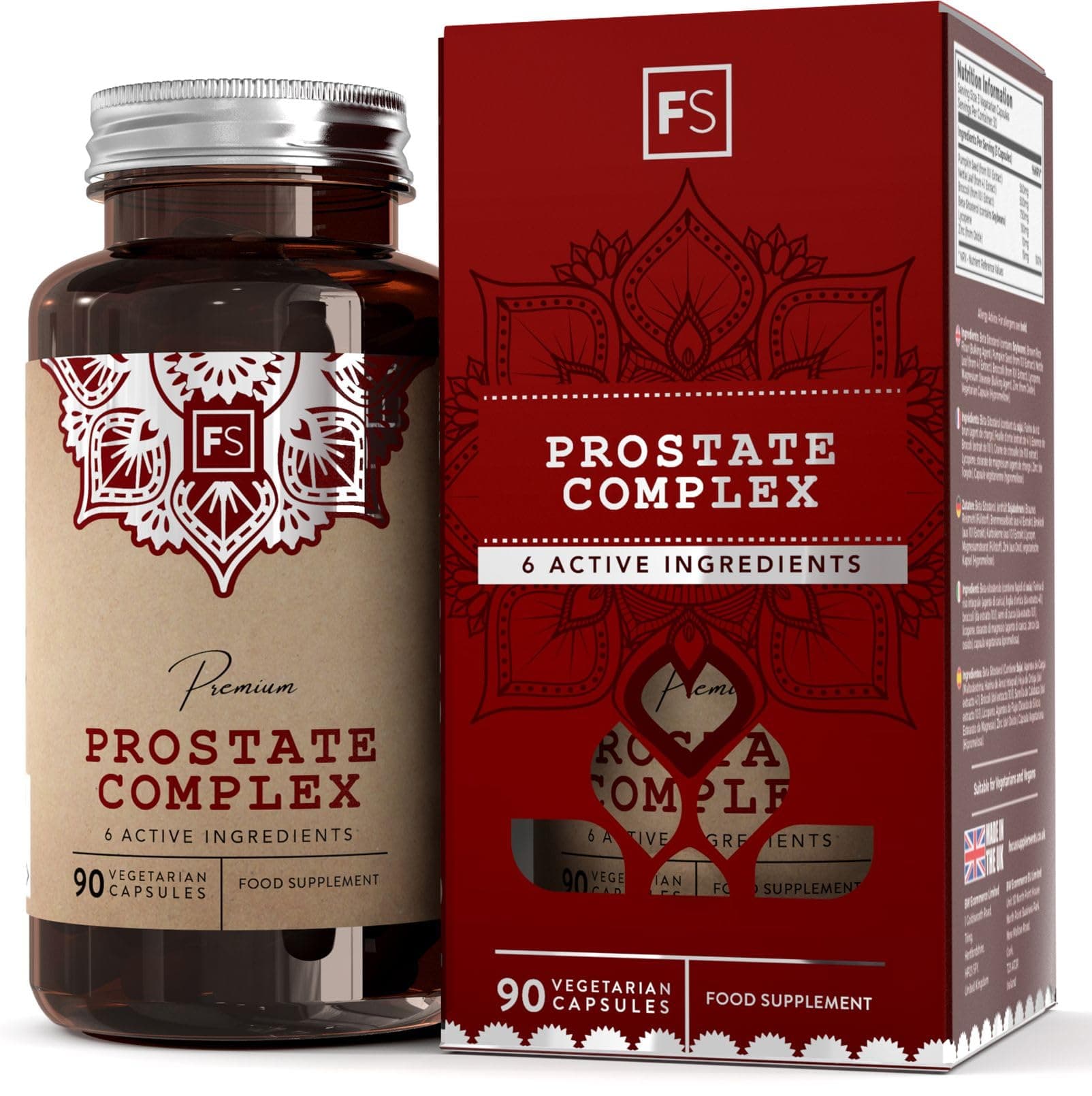 FS Prostate Capsules, 90 High Dose Prostate Capsules, Prostate Capsules with Zinc and Nettle, GMO, Gluten and Allergen-free, Made in the UK