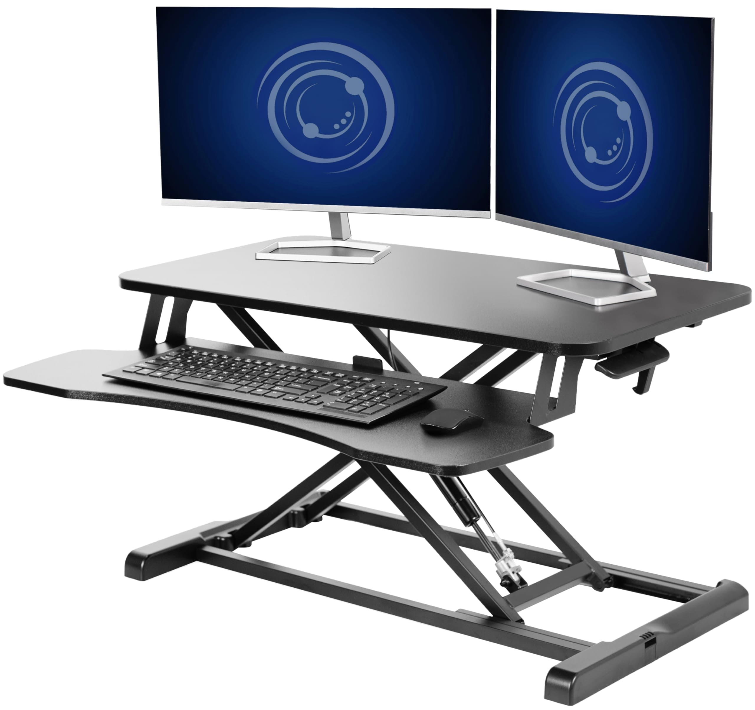 VIVO Standing 81 cm Desk Converter, Height Adjustable Riser, Sit to Stand Dual Monitor and Laptop Workstation with Wide Keyboard Tray, Black, DESK-V000K