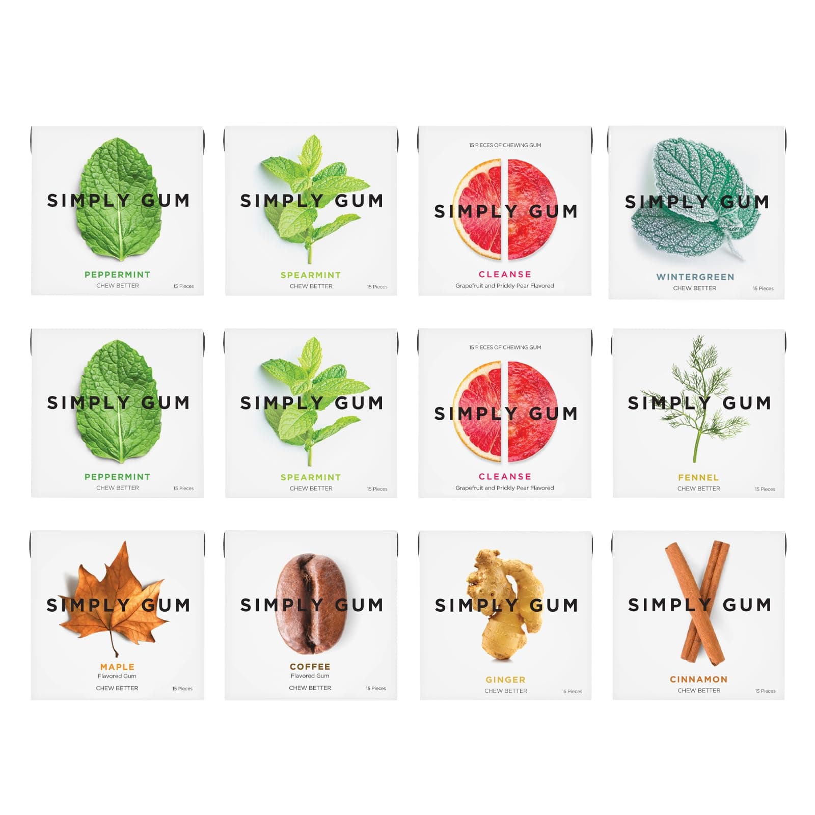SIMPLY Gum Variety Pack (Assorted Flavors), Plastic-Free Natural Chewing Gum,...