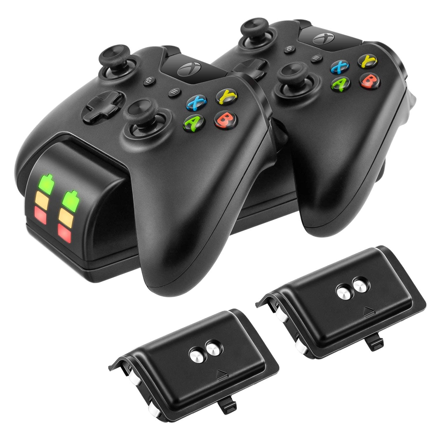 Xbox One/One S/One X Controller Charger, [Dual Slot] High Speed Docking/Charging Station with 2 x 2200mAh Rechargeable Battery Packs