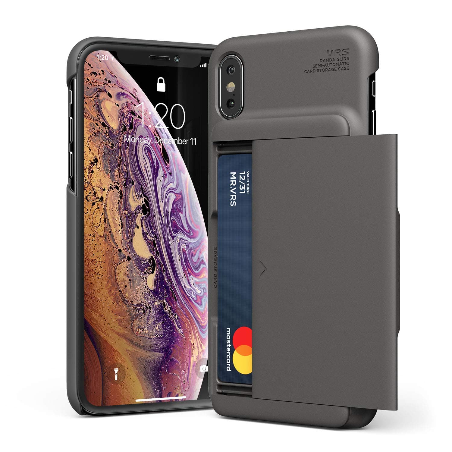 VRS Design iPhone XS Max Damda Glide D.Wallet cover/case - Steel Silver