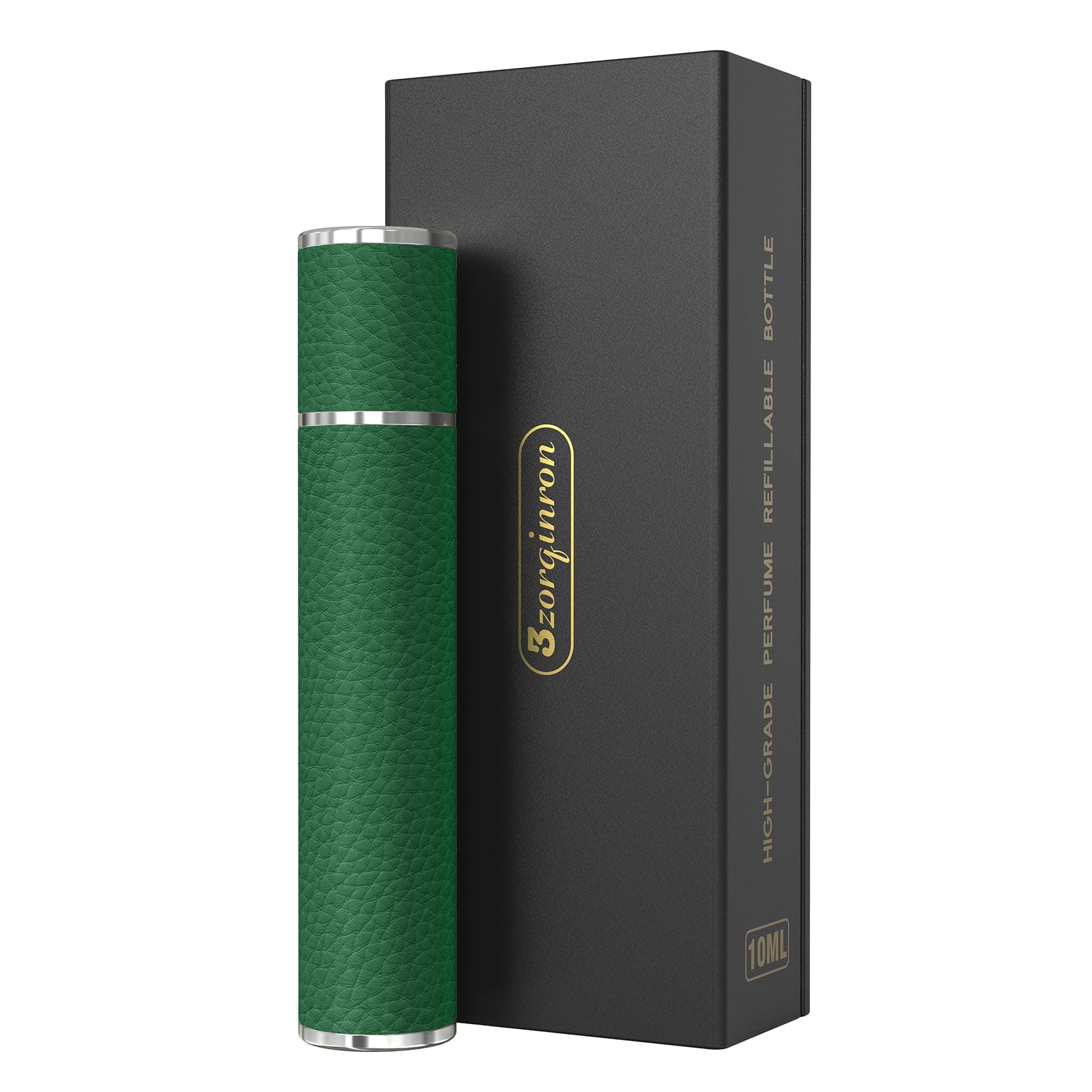 10ML Genuine Leather Atomizer Sprayer for Perfume - Portable Mini Cologne Sprayer for Woman Man - Perfume Travel Refillable Bottle,Travel Essential Fragrance Spray Bottle (Green)