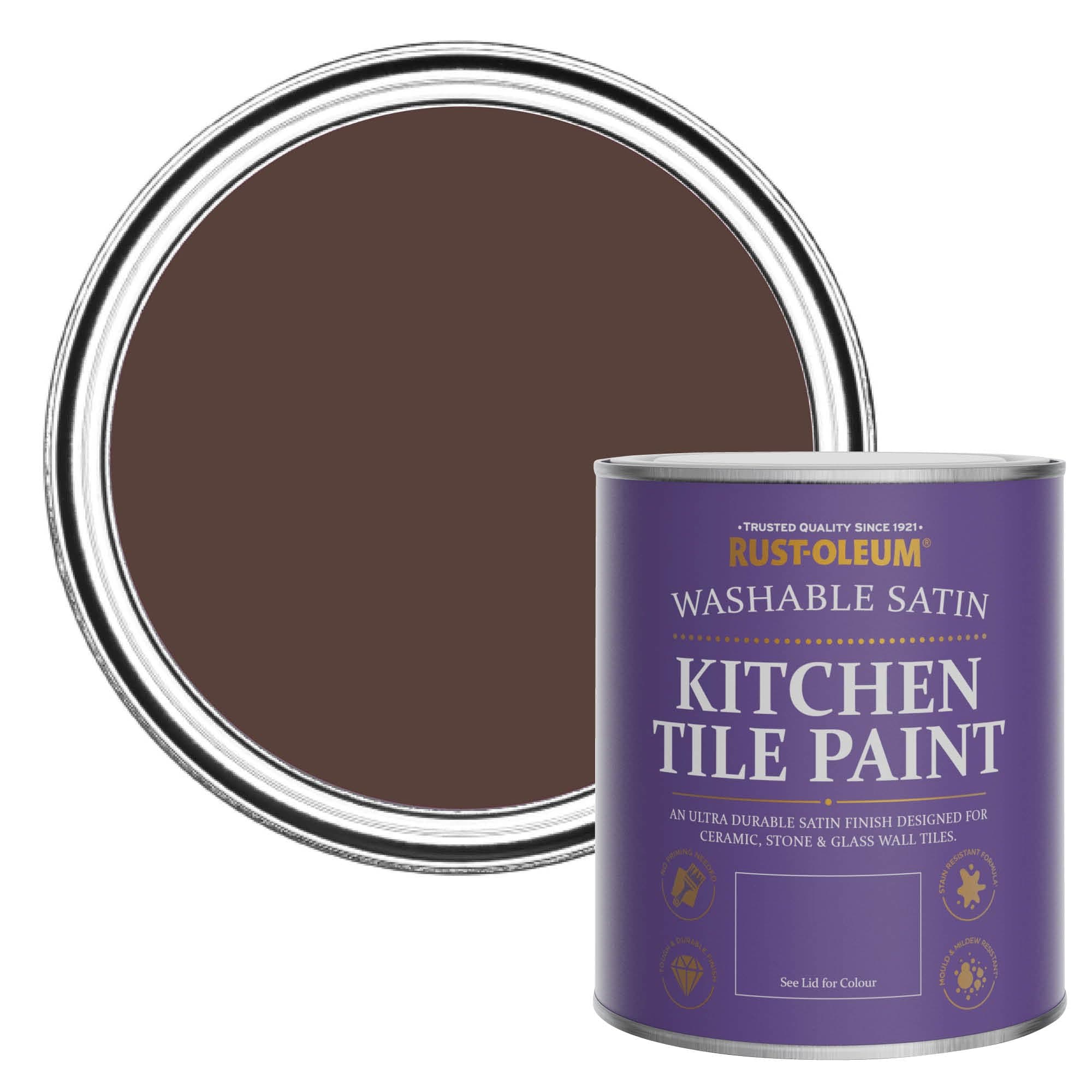 Rust-Oleum Red water resistant Kitchen Tile Paint in Satin Finish - Valentina 750ml