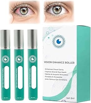 OphthlaMed Vision Enhance Roller, Cooling Roll-On Applicator For Tired Eyes, Puffiness And Dark Circles, Relieves tired and dry Eye Serum Roll-On, Enhances Visual Clarity (3pcs)