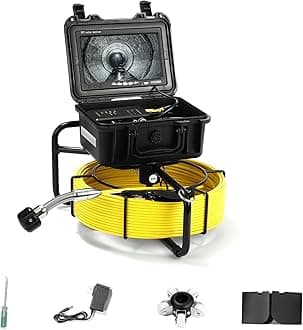 Sewer Camera, 20/50m, 7" Screen Pipeline Inspection Camera Waterproof IP68 w/12 Adjustable LEDs, DVR Function Have 32GB SD Card .for Sewer Line, Duct Drain Pipe Plumbing (66ft/20M)