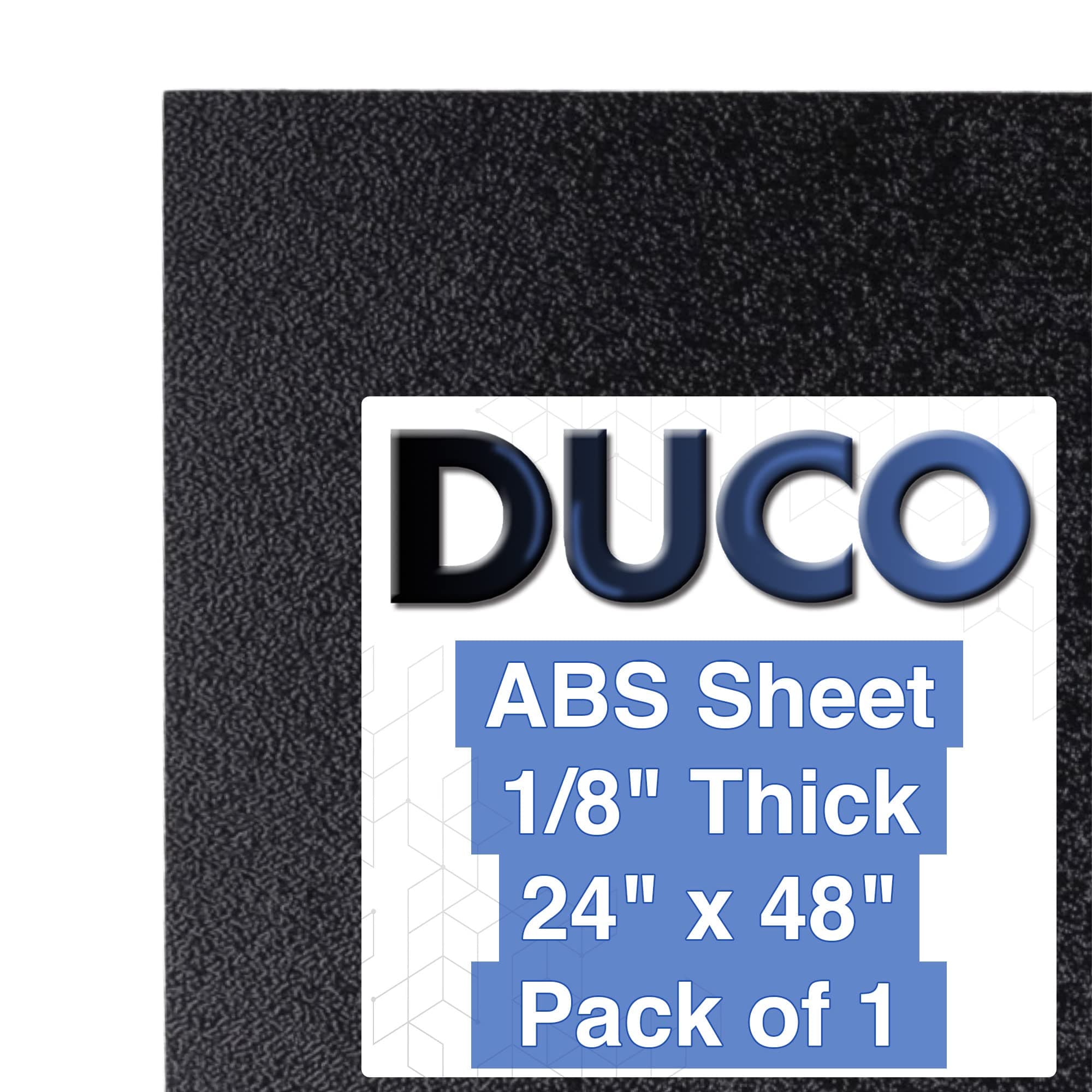 Duco ABS Plastic Sheet 1/8" (3mm) Thick 24" x 48" - 1 Pack of USA-Made Textured & Matte ABS Black Sheet - Heat Moldable Plastic Panel for Home Decor, Crafts, Robotics, DIY Projects and Industrial