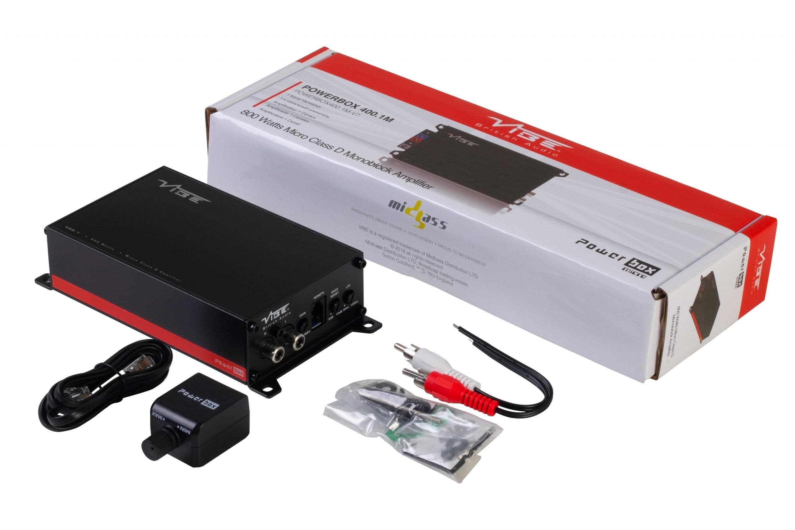 VIBE Powerbox Micro Mono Amplifier - 1 x 400W, Black