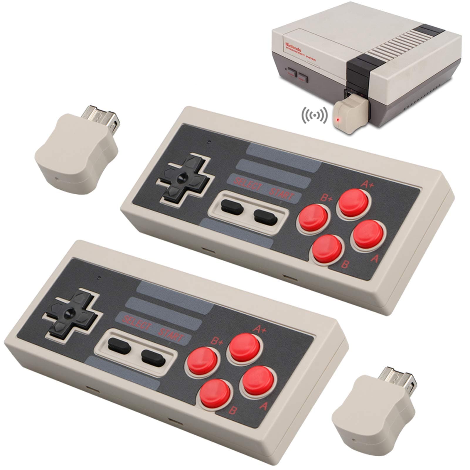 2pcs Wireless Game Controller for NES Classic Edition, NiceCo 2.4G No-Wired Gamepad Joypad with Receiver for NES Classic Gaming System Console (White)
