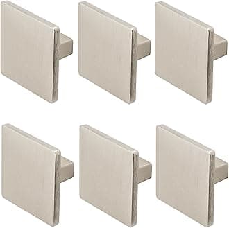 Decoranddecor Calla Square Cabinet Knob Door Pull Handle Kitchen Cupboard Furniture Drawer (6 Pack, Brushed Chrome)