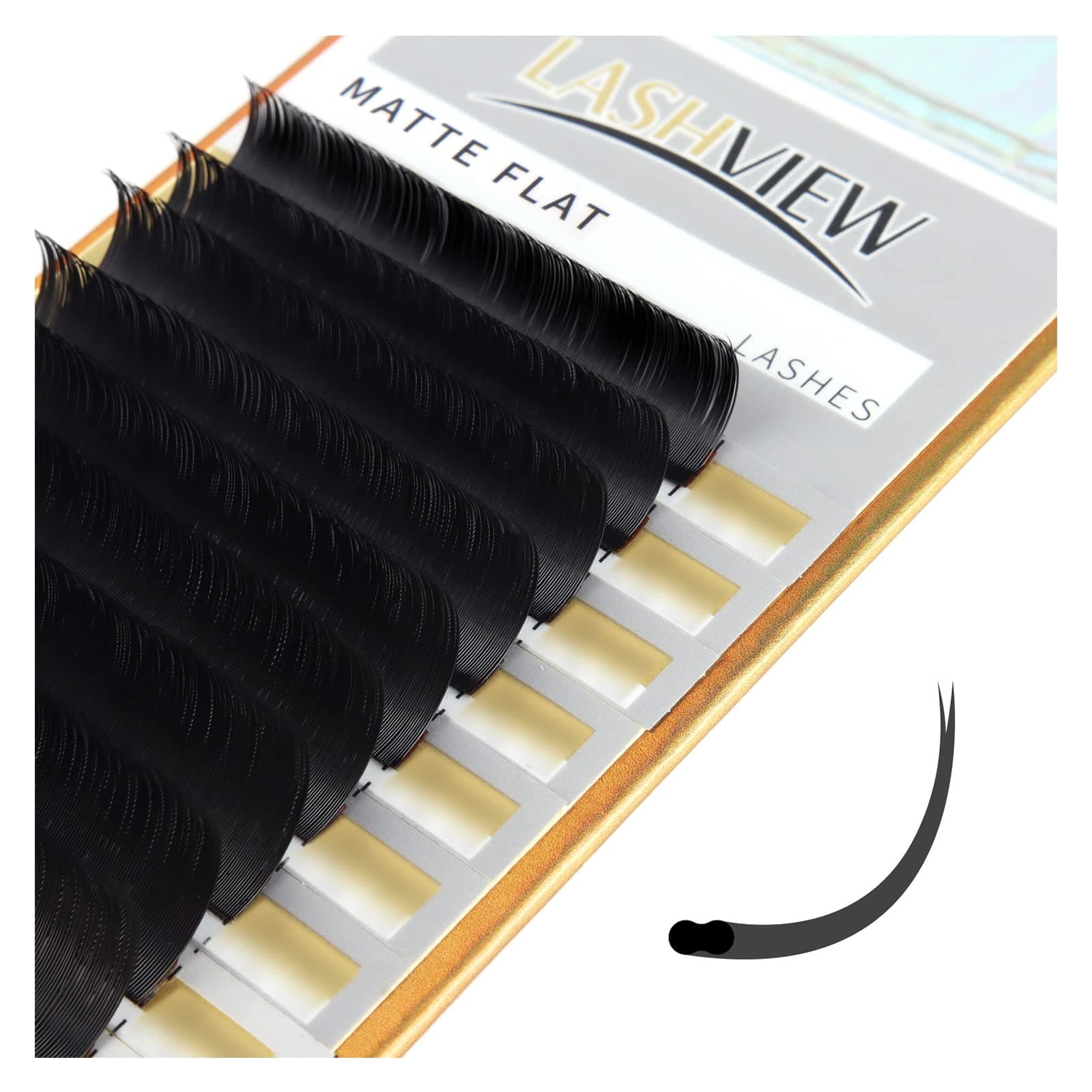 LASHVIEW Eyelash Extensions,Ellipse Flat Eyelash Extensions 0.20mm C Curl 8-15mm Mixed Tray,Mink Black,Individual Lashes,Super Matte Extremely Soft Professional Salon Use