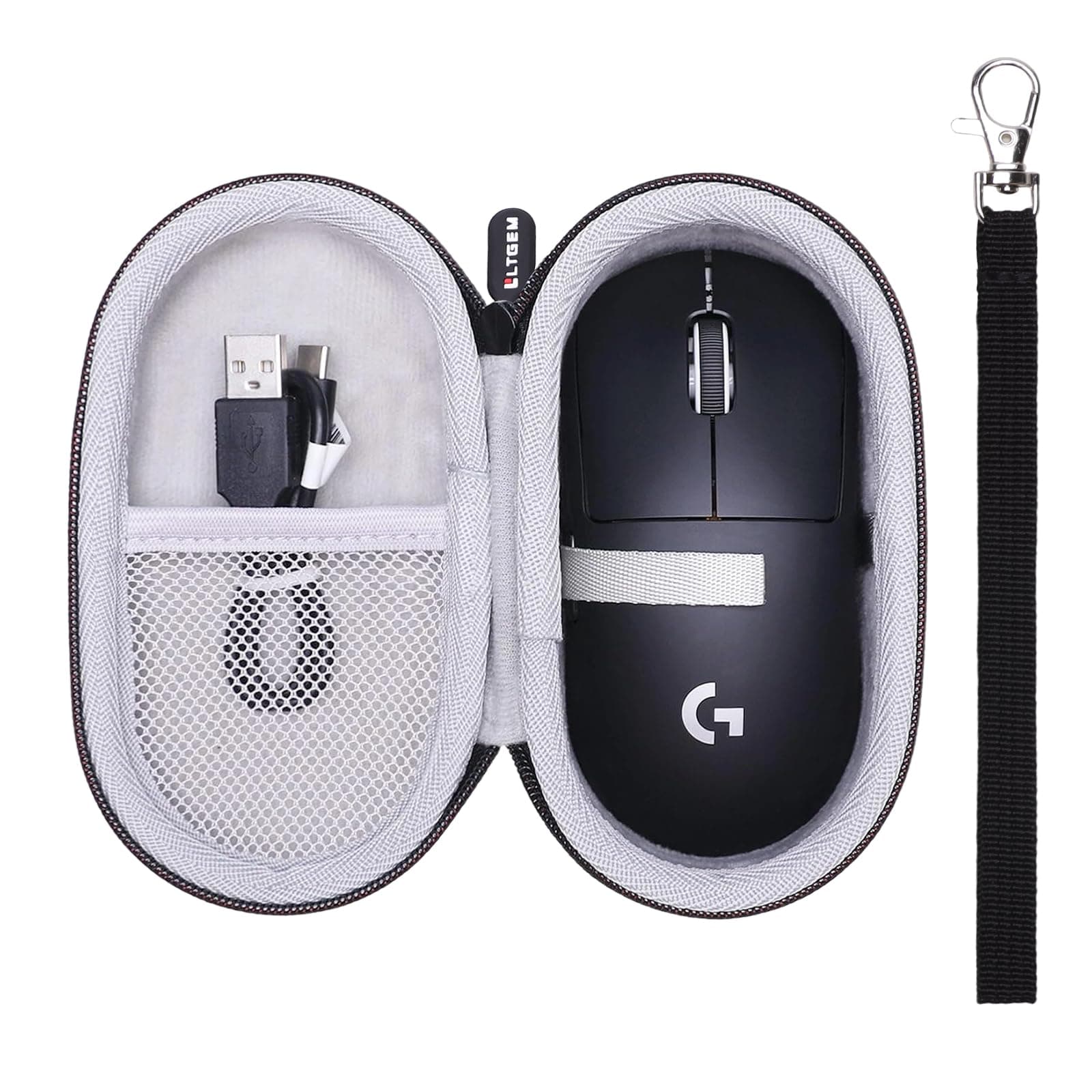 LTGEM Case Compatible with Logitech G305 / G PRO X 2 / G PRO X 2 DEX/G PRO X/G Pro 2 / G703 / G705 / G309 Lightspeed Wireless Gaming Mouse, Black+Gray(Case Only)