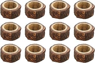 Handcrafted Rustic Wooden Napkin Rings Set of 12 for Table Dinner Decoration Set of 12…