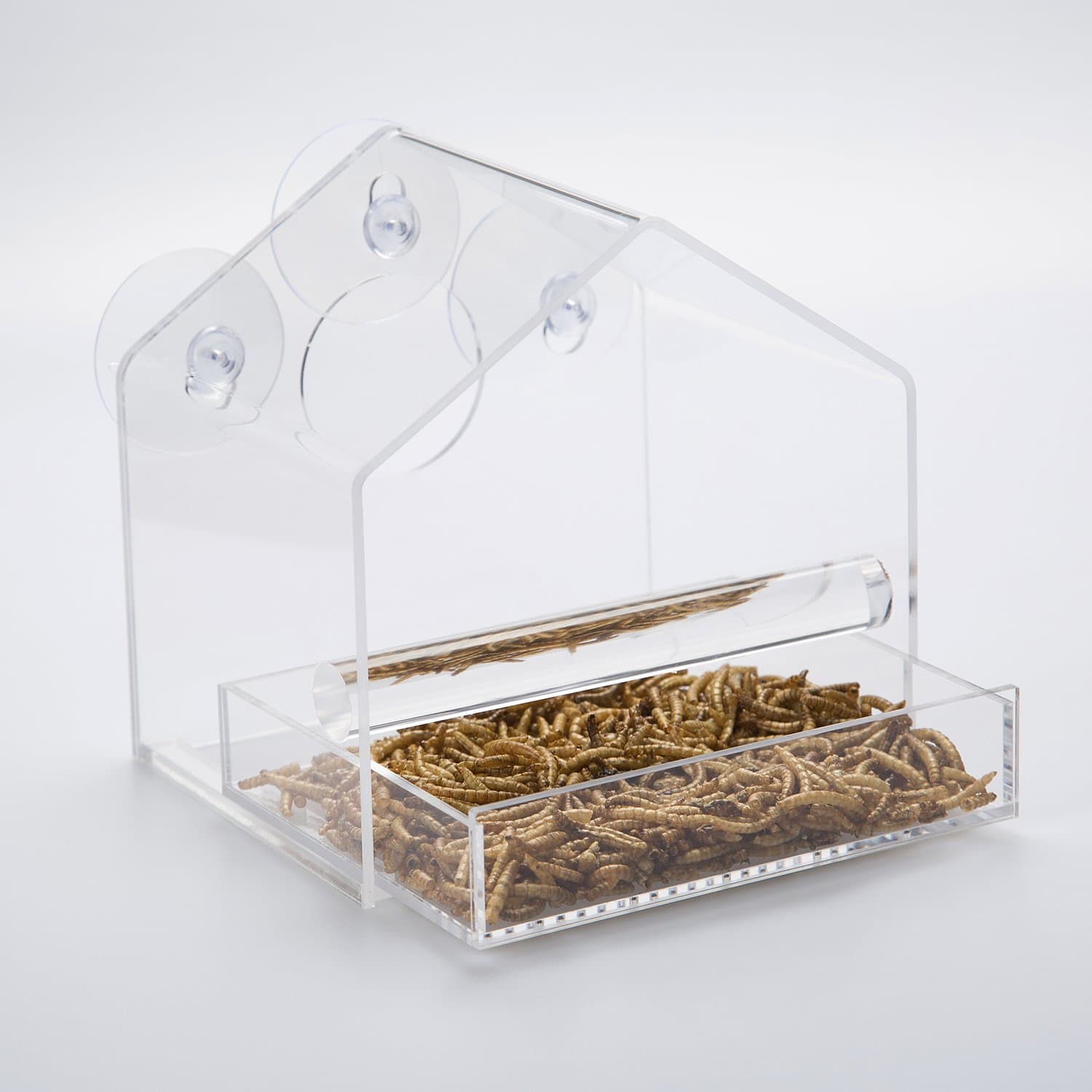 UPGRADED Window feeder in Glossy BOX, Great Gift, Keeps bird seed dry & Stays up in winter storms