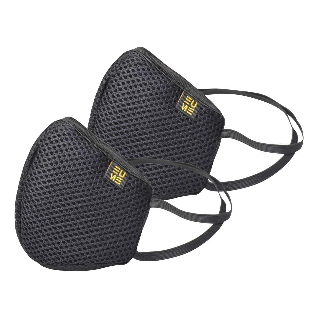 EUME Protect+ 95 Cotton Reusable And Washable Face Mask (Black, Without Valve, Pack of 2) for Unisex