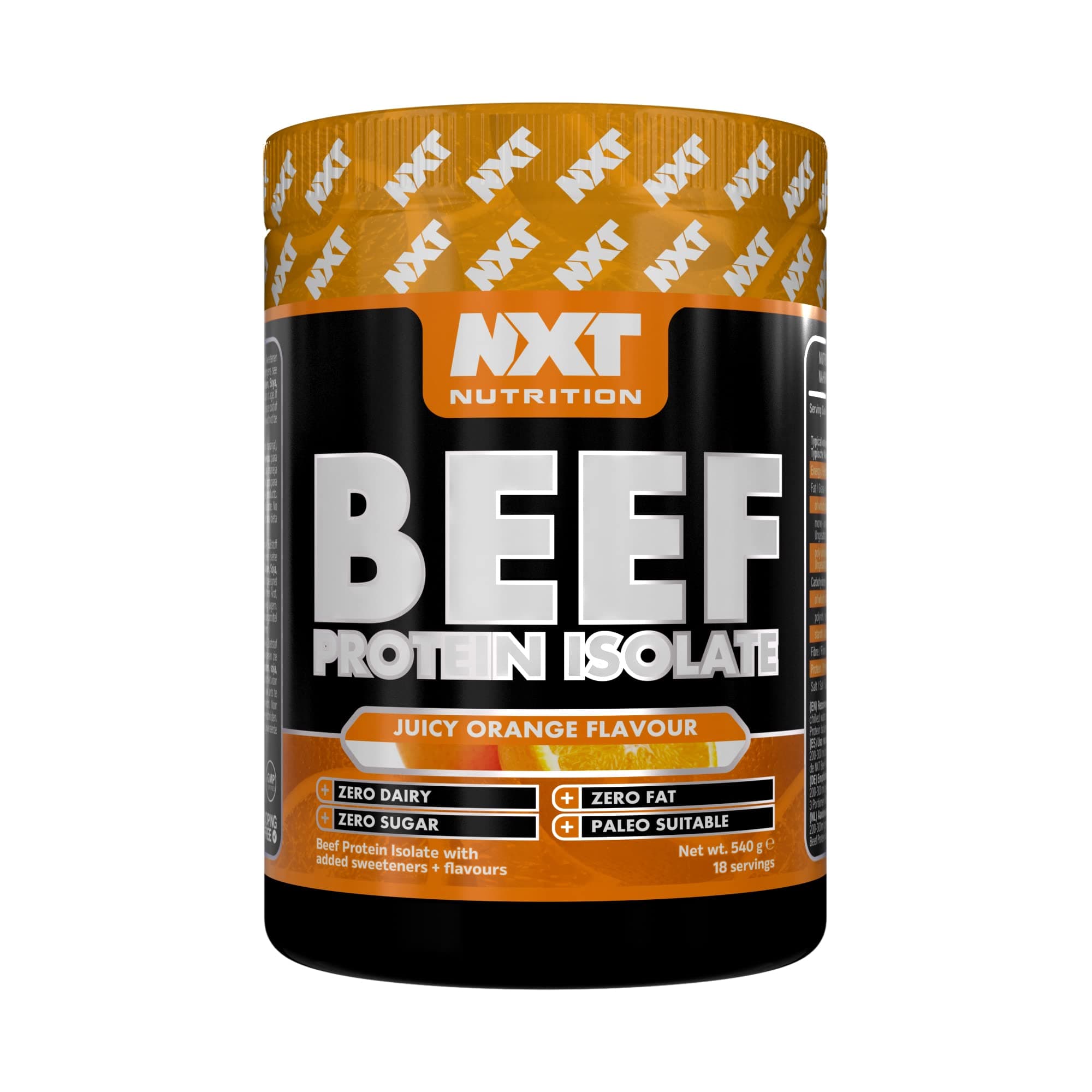 NXT Beef Protein Isolate 540g - High Protein Powder in Natural Amino Acids - Paleo, Keto Friendly - Dairy and Gluten Free | 540g (Orange)