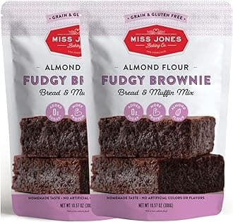 Miss Jones Baking Brownie Mix - Almond Flour, Gluten Free, Low Carb, No Sugar Added, Naturally Sweetened Desserts & Treats - Keto, Diabetic, Atkins, WW, Paleo Friendly (Pack of 2)