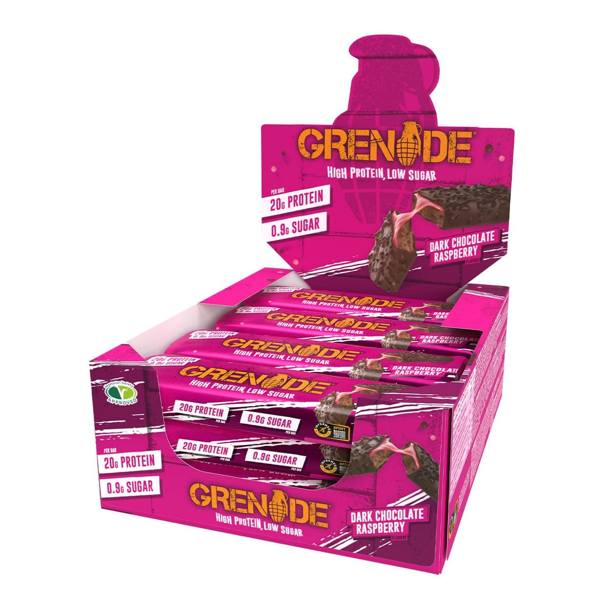 Grenade Protein Bar Dark Chocolate Raspberry Pack of 12