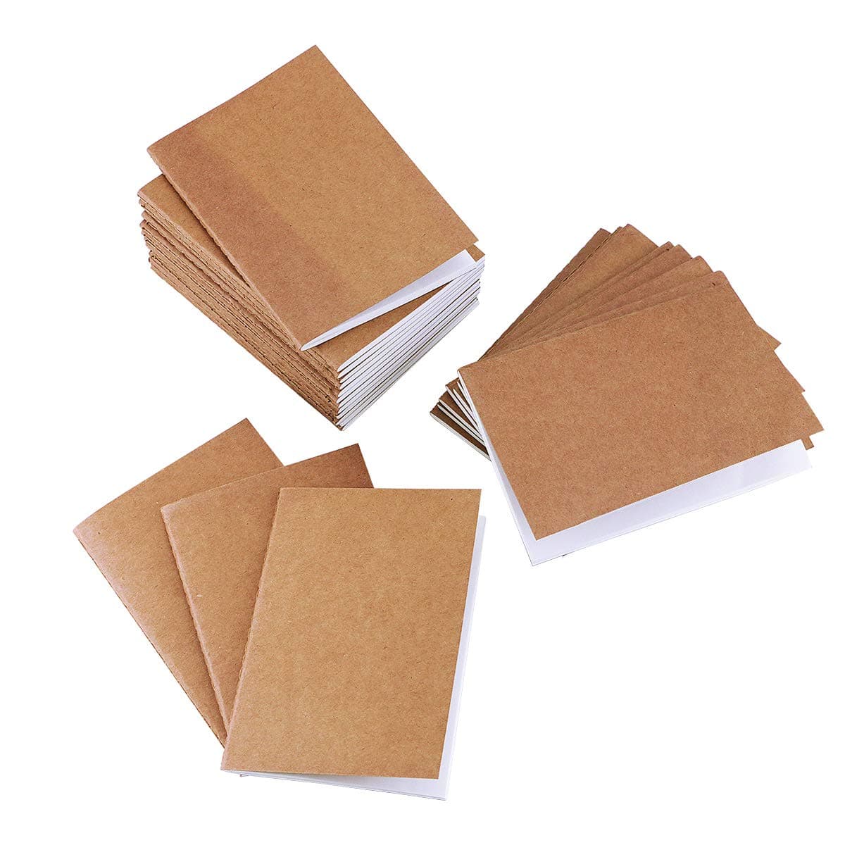 24 Pack Unlined Blank Books,Mini Pocket Kraft Brown Soft Cover Unruled Plain Travel Journal Notebooks for Travelers Students Office Class Writing Books(60 Pages/30 Sheets,3.54" x 5")