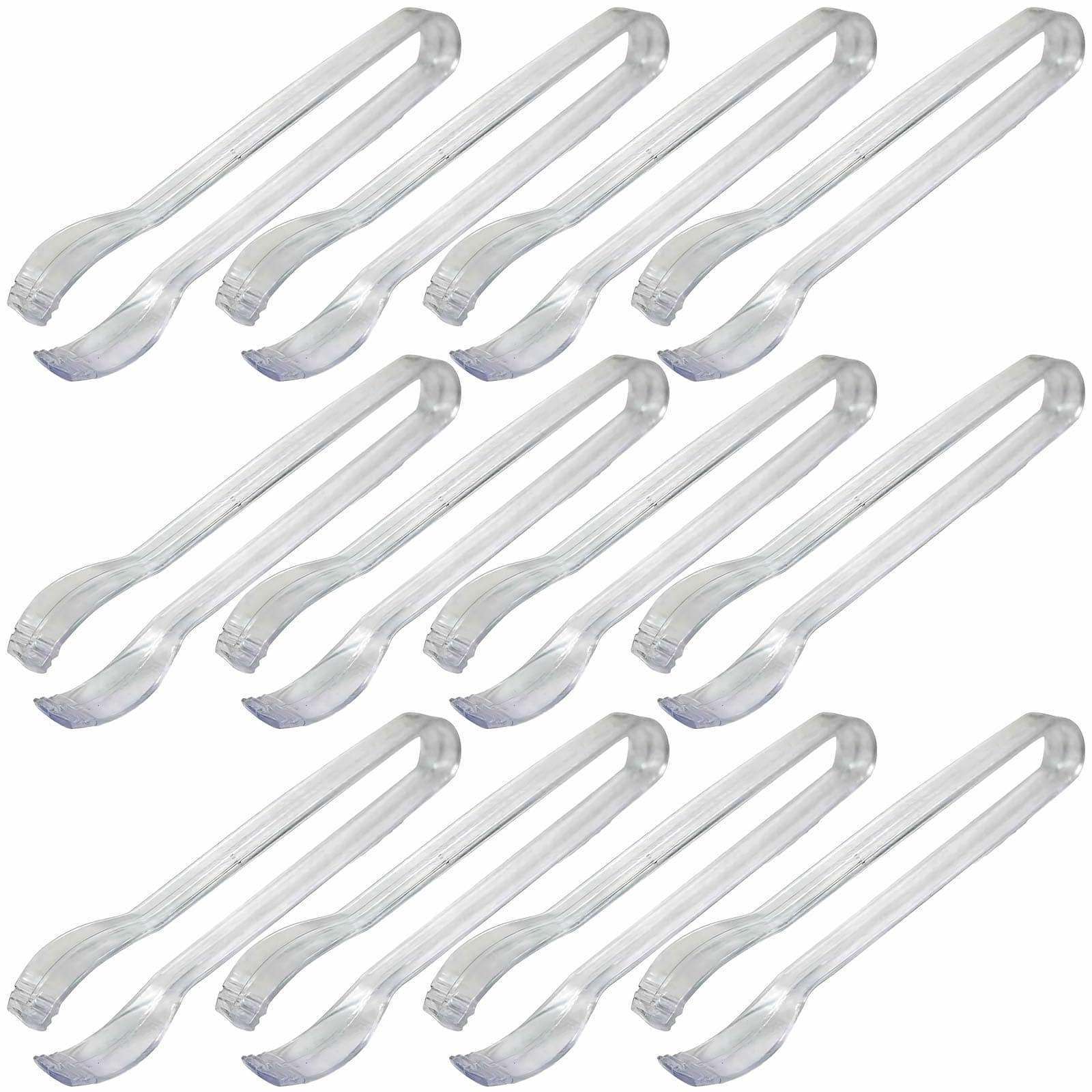 Mini Clear Plastic Tongs - 5.5" x 10" (12 Count) – Sturdy & Reusable – Perfect For Parties, Catering & Food Services