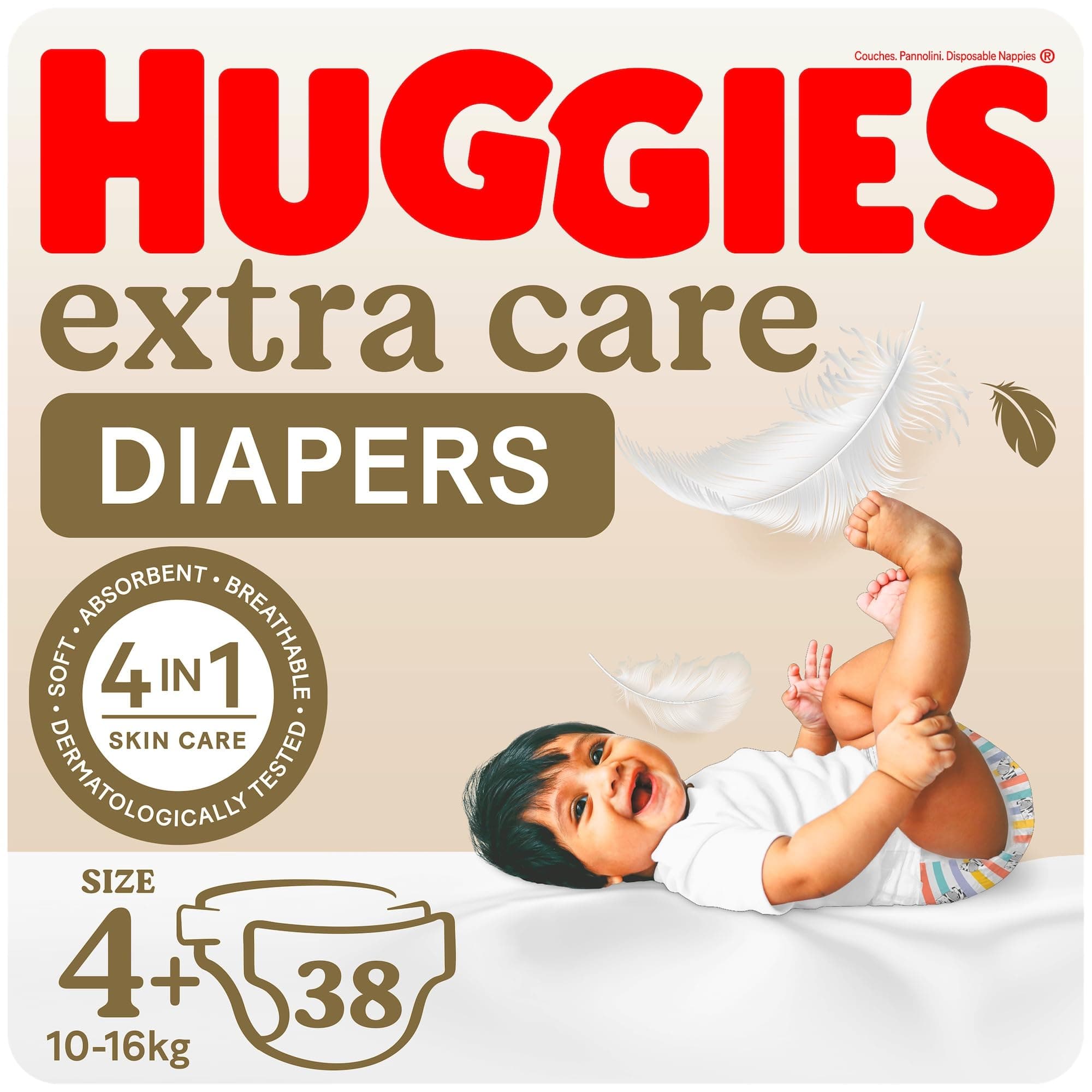 Extra Care, Size 4+, 10 -16 kg, Value Pack, 38 Diapers