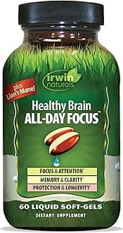 Healthy Brain All-Day Focus - 60 Liquid Soft-Gels - Boosts Mental Performance & Promotes Long-Term Brain Health - 30 Servings
