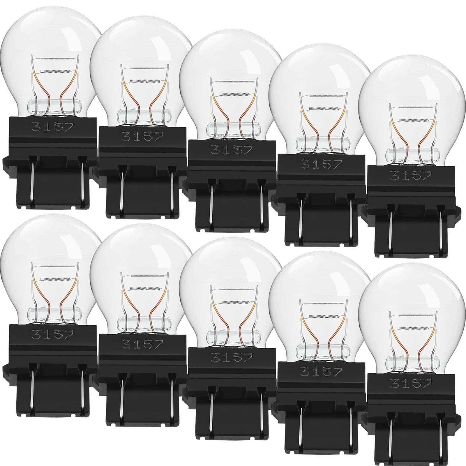 3157 Bulb Tail Light Bulbs Mini Miniature Turn Signal Applications Taillight Replacement, Plastic Base Automotive Brake for Parking, Side Marker(White,10 Pcs)