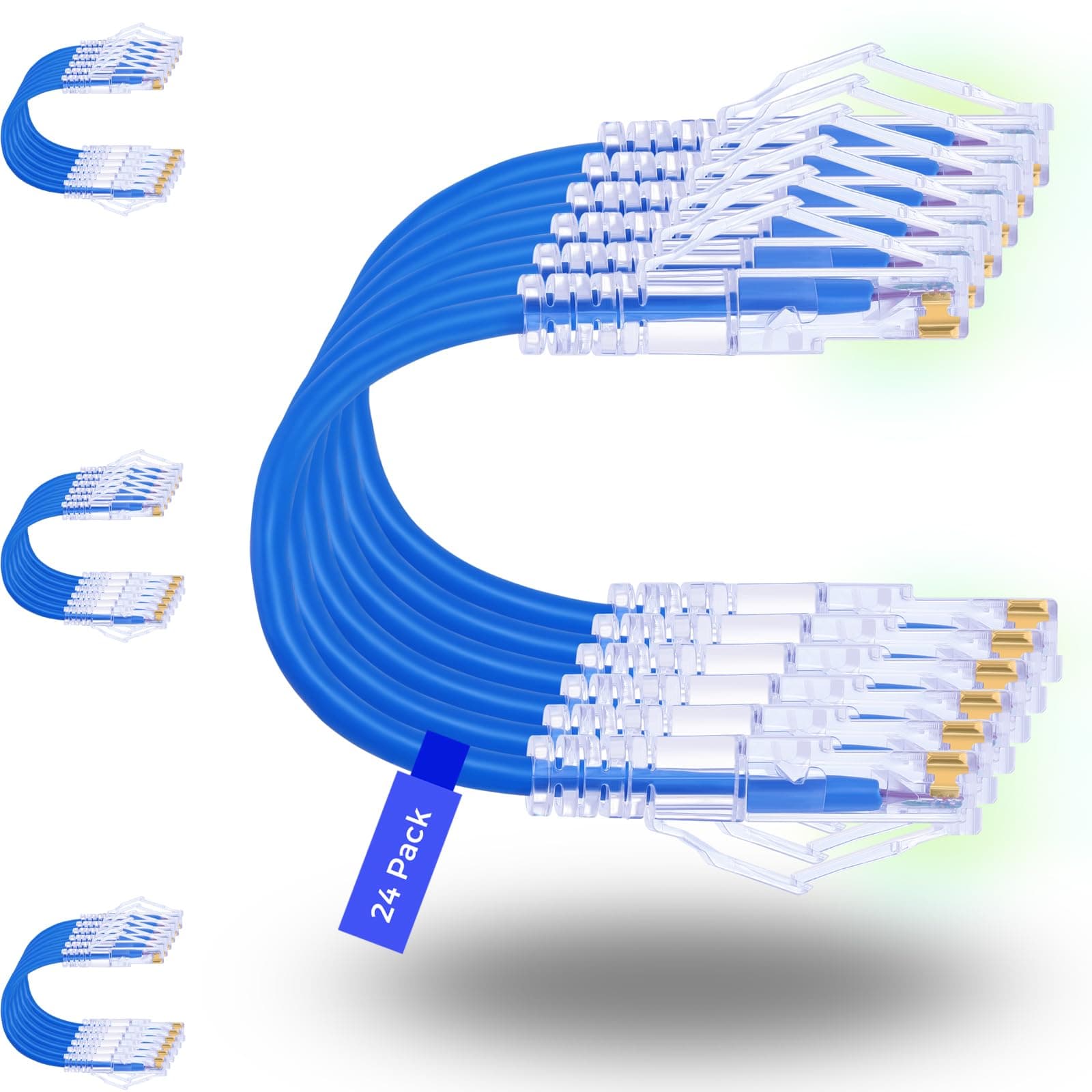 Patch Cables Cat6a 1ft 24 Pack Blue