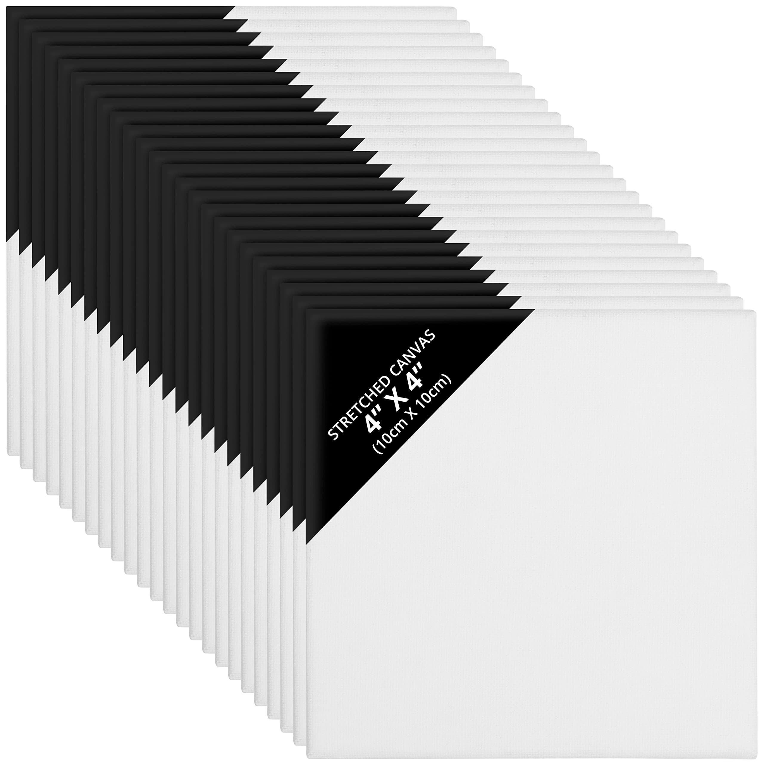 Belle Vous Blank Canvas (24 Pack) - 10 x 10cm (4 x 4 inches) - Pre Stretched Canvas Panel Boards - Suitable for Acrylic and Oil Painting Also for Sketching and Drawing