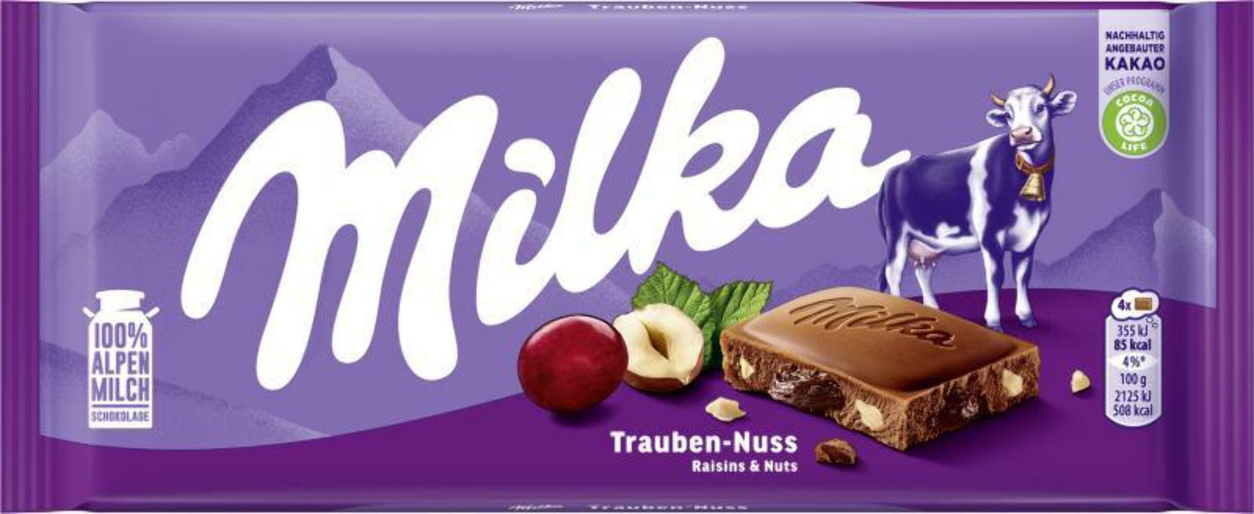 Milka Raisin and Nut Bar 100g