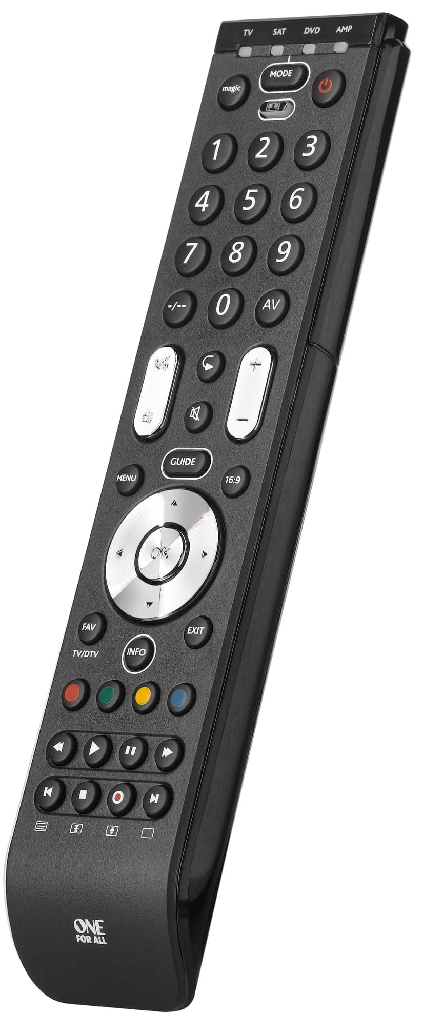 – One For All Essence 4 Universal Remote Control - Operates 4 devices (TV Freeview Blu-ray and Audio) – Learning feature - Works with all brands - Black -URC7140