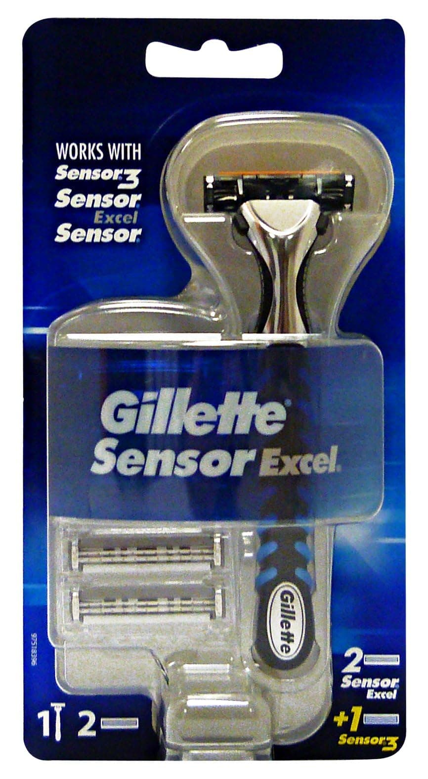 Gillette Sensor Excel Men's Razor + 3 Refills, Self-Adjusting Twin Blades, Fit All Sensor Razors