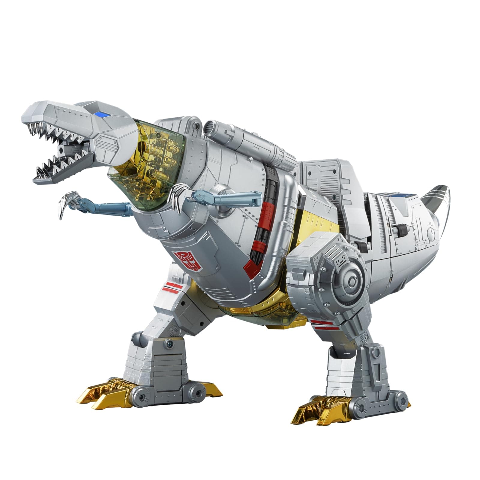 Transformers Grimlock Flagship Edition - Auto Transforming Robot, Remote App Control, Programmable Robot, Voice Interaction, Transformers Toy, 15.4 Inch, Silver, Green