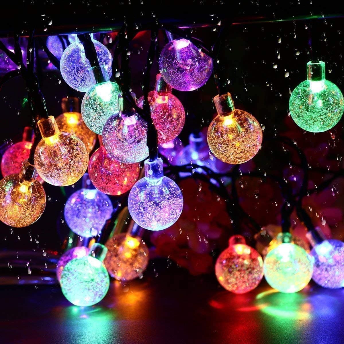 Solar Garden Lights, 50 LED 24Ft Outdoor String Lights Multi-Coloured Waterproof Crystal Ball Fairy Christmas Lights, Decorative Lighting for Home, Garden, Patio, Yard, Christmas [Energy Class A++]
