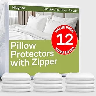 Ultra Soft Pillow Protectors with Zipper King Size - Set of 12 Breathable Pillow Covers - 100% Protection Against Stains, Dust & Dirt - Machine Washable (White)